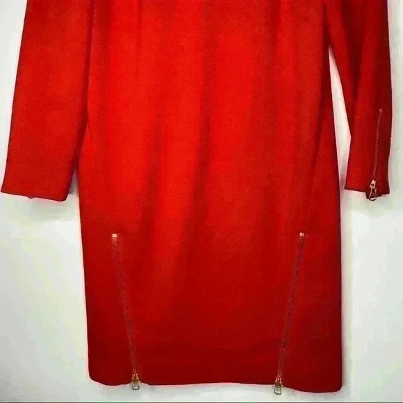 𝅺J.Crew Red 3/4 Sleeve Double-Zip Shift Dress Holidays Christmas - Picture 3 of 9